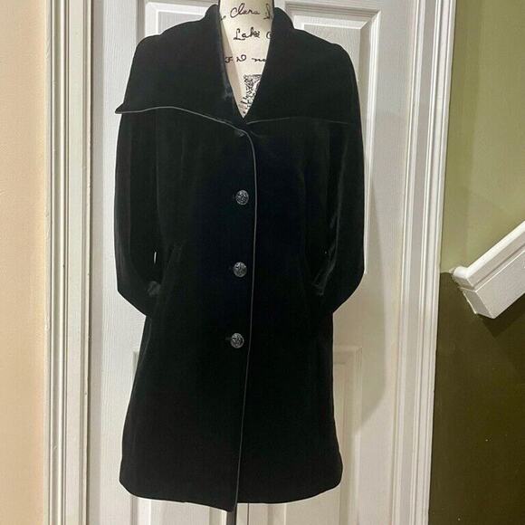 LAUNDRY BY SHELLI SEGAL COAT BLAZER BLACK VELVET SZ L SOPHISTICATED CHIC TRENDY - Picture 2 of 15